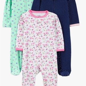 Floral and Polka Dot Kids Footies Set